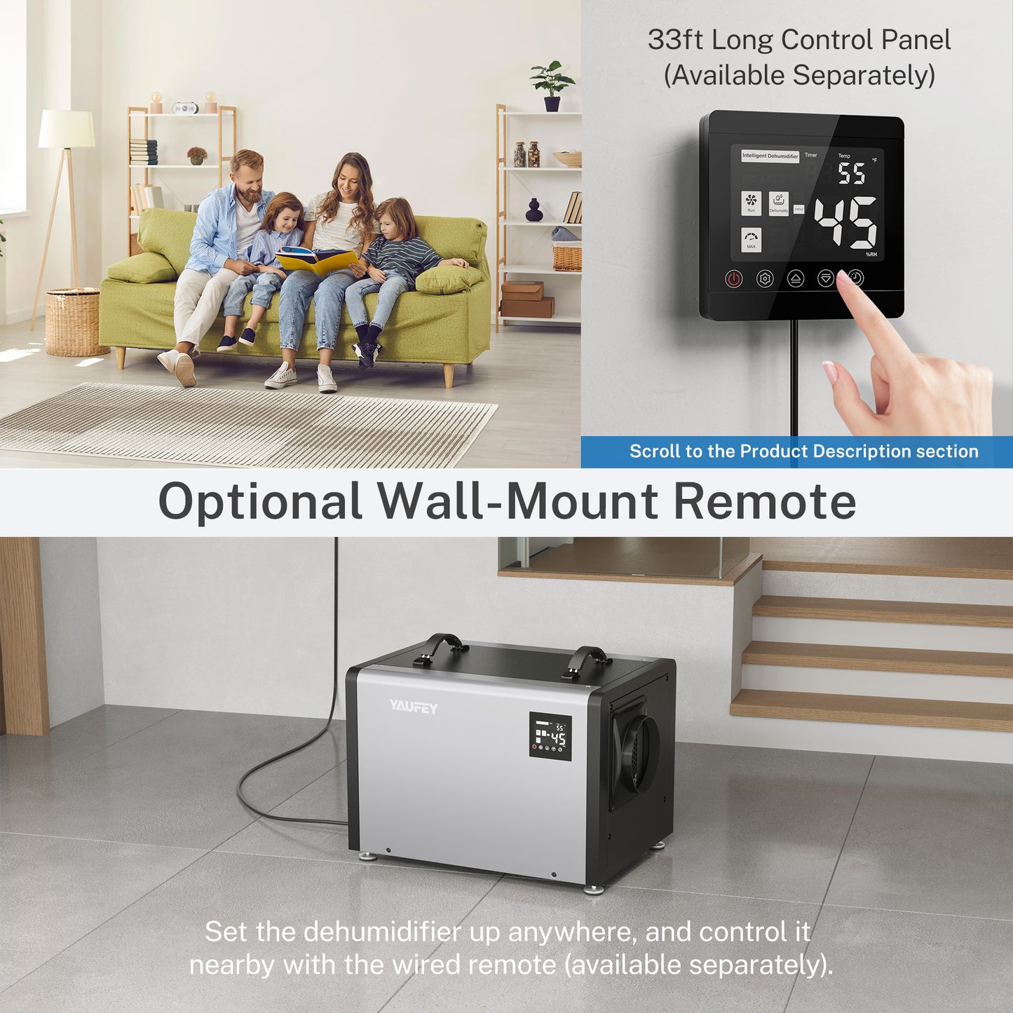 Yaufey 125 Pints Crawlspace Dehumidifier, Pump Model Optional (Model: AYD2.0D / AYD2.0DPM)