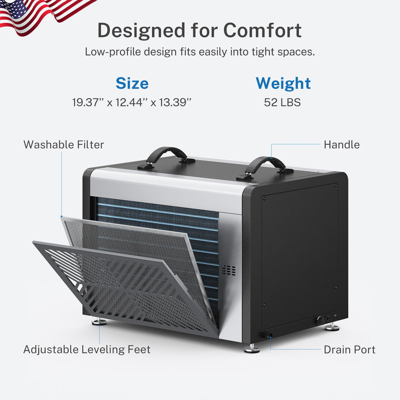 Yaufey 125 Pints Crawlspace Dehumidifier with Pump (Model: AYD2.0DPM)