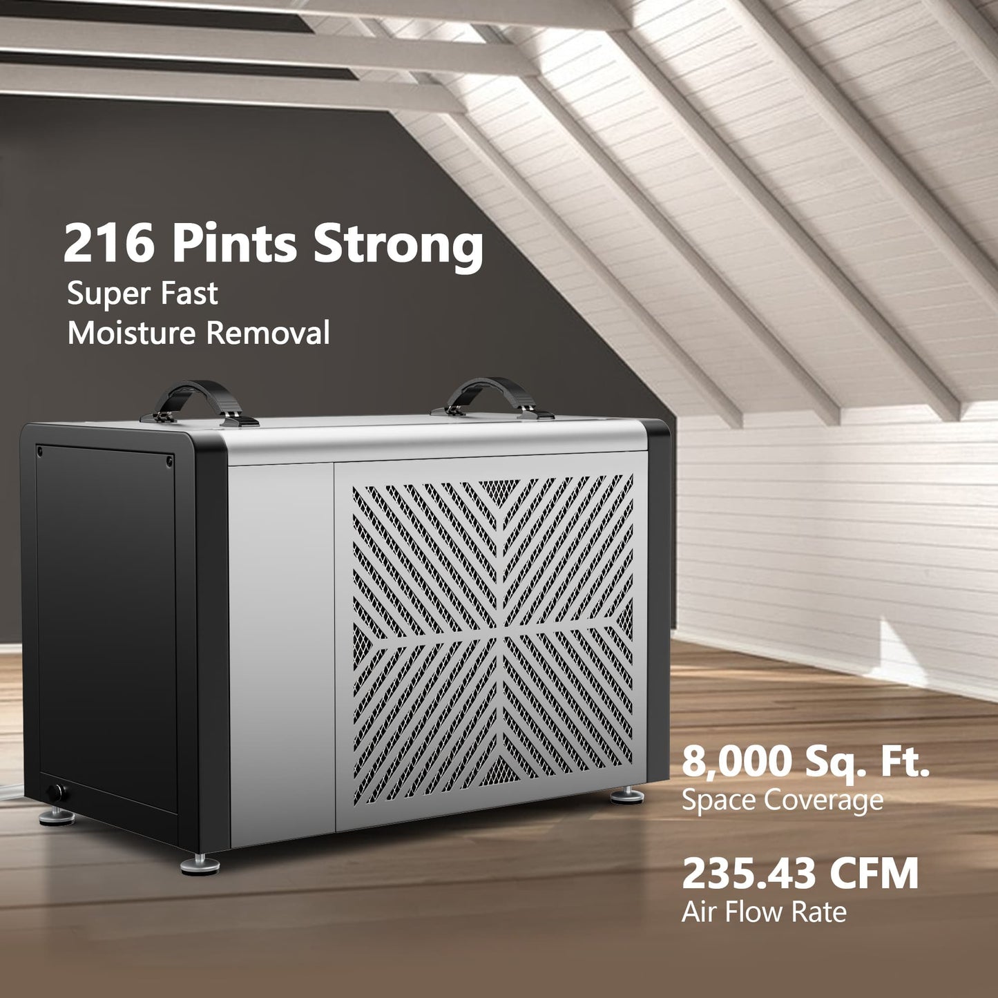 Yaufey 216 Pints Crawlspace Dehumidifier with Pump (Model: AYD3.5DPM)