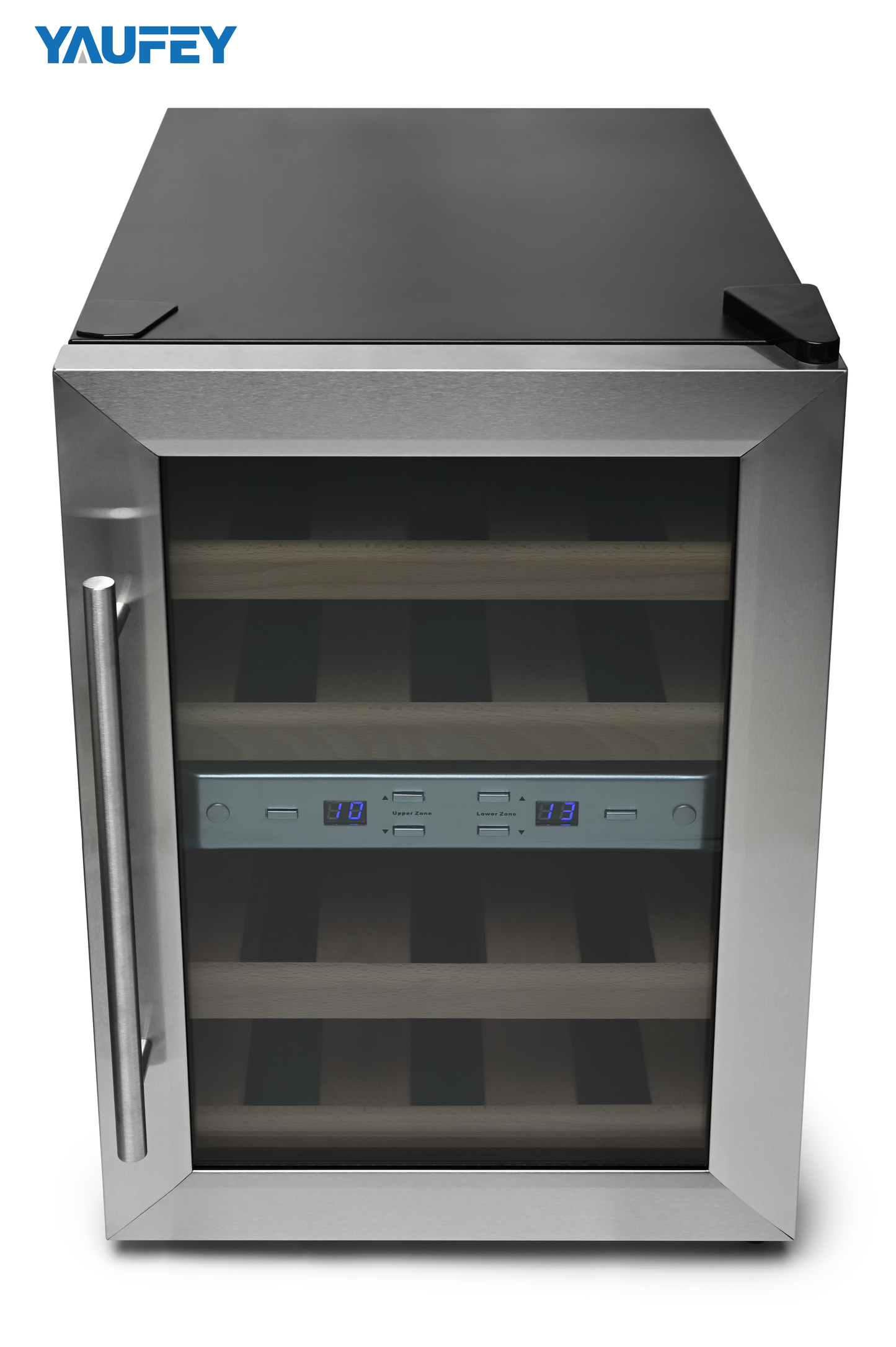 Yaufey Wine Coolers, namely, refrigerated cabinets containing racks for wine bottles and storage shelves