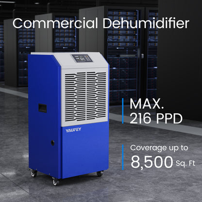 Yaufey 216 Pints Commercial Dehumidifier for Space up to 8,500 Sq. Ft (Model: DP900C)