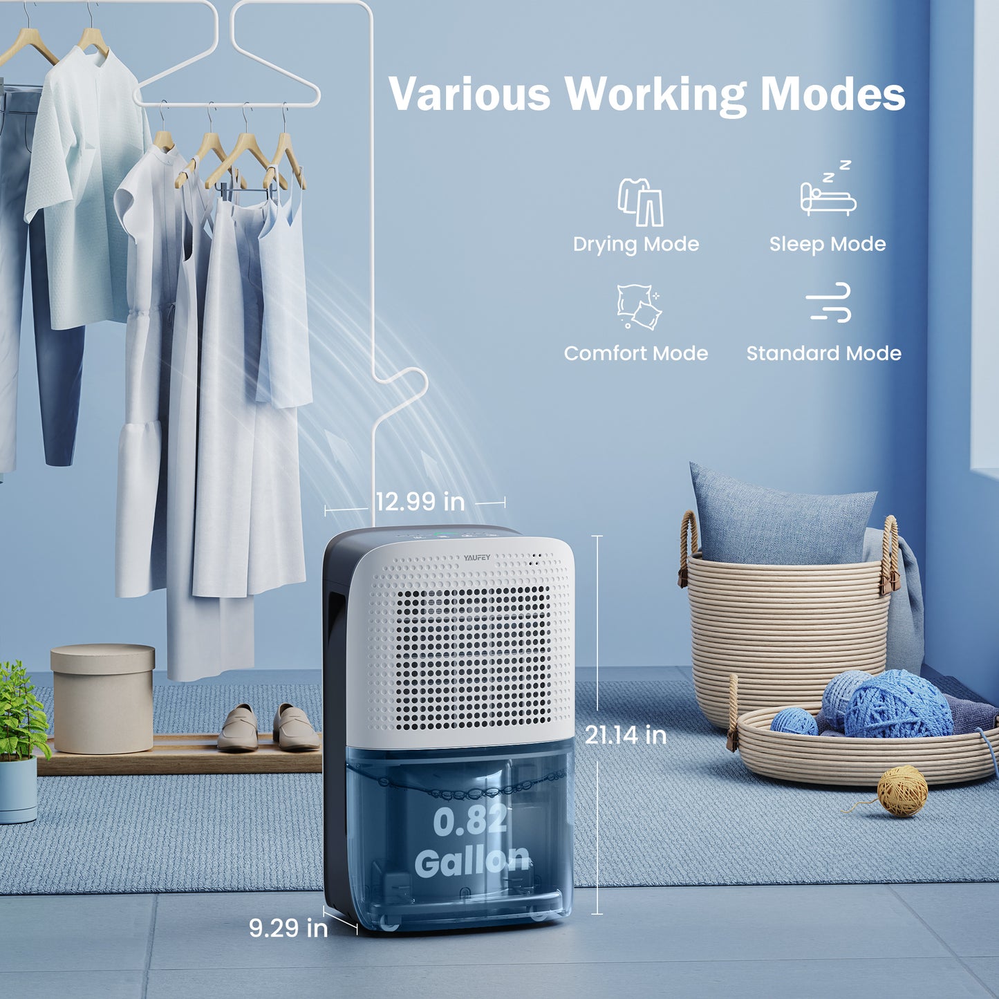 50 Pints Home Dehumidifier with Drain Hose for Space up to 4,500 Sq. Ft (Model: AD1901)