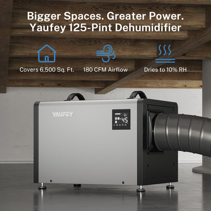 Yaufey 125 Pints Crawlspace Dehumidifier with Pump (Model: AYD2.0DPM)