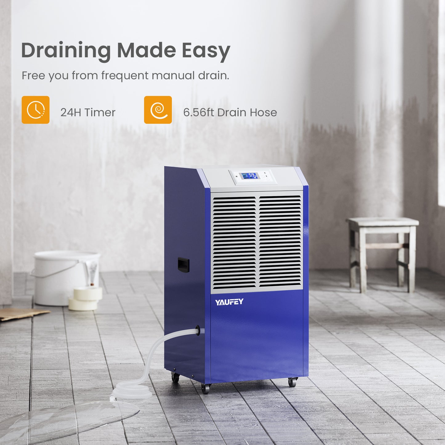 280 Pints Industrial Dehumidifier for Space up to 9,000 Sq. Ft (Model: PD138A)