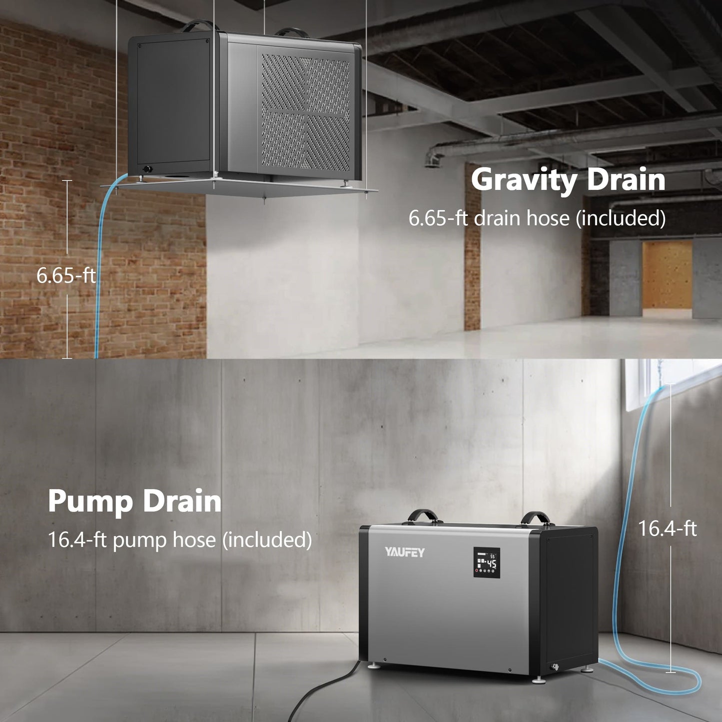 Yaufey 216 Pints Crawlspace Dehumidifier with Pump (Model: AYD3.5DPM)