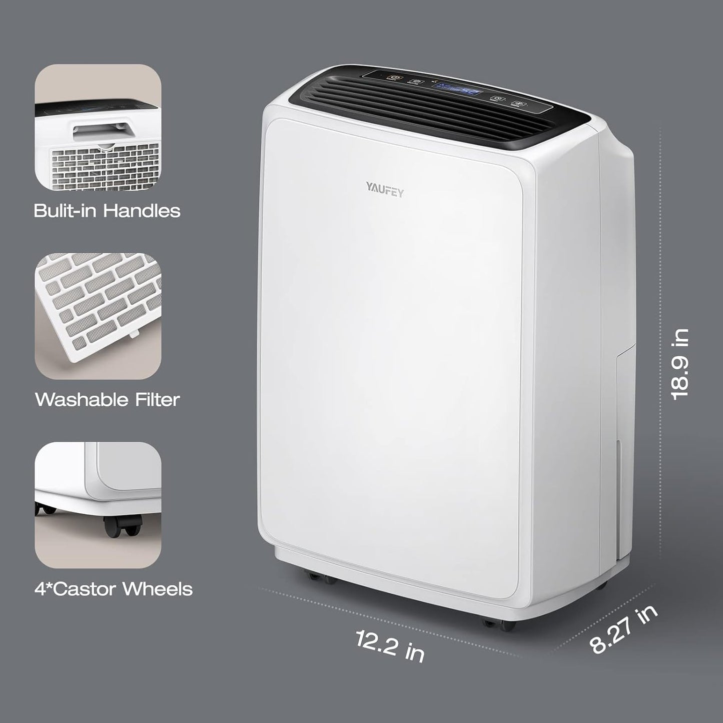 32.7 Pints Home Dehumidifier for Space  up to 2,500 Sq. Ft (Model: HD163A)