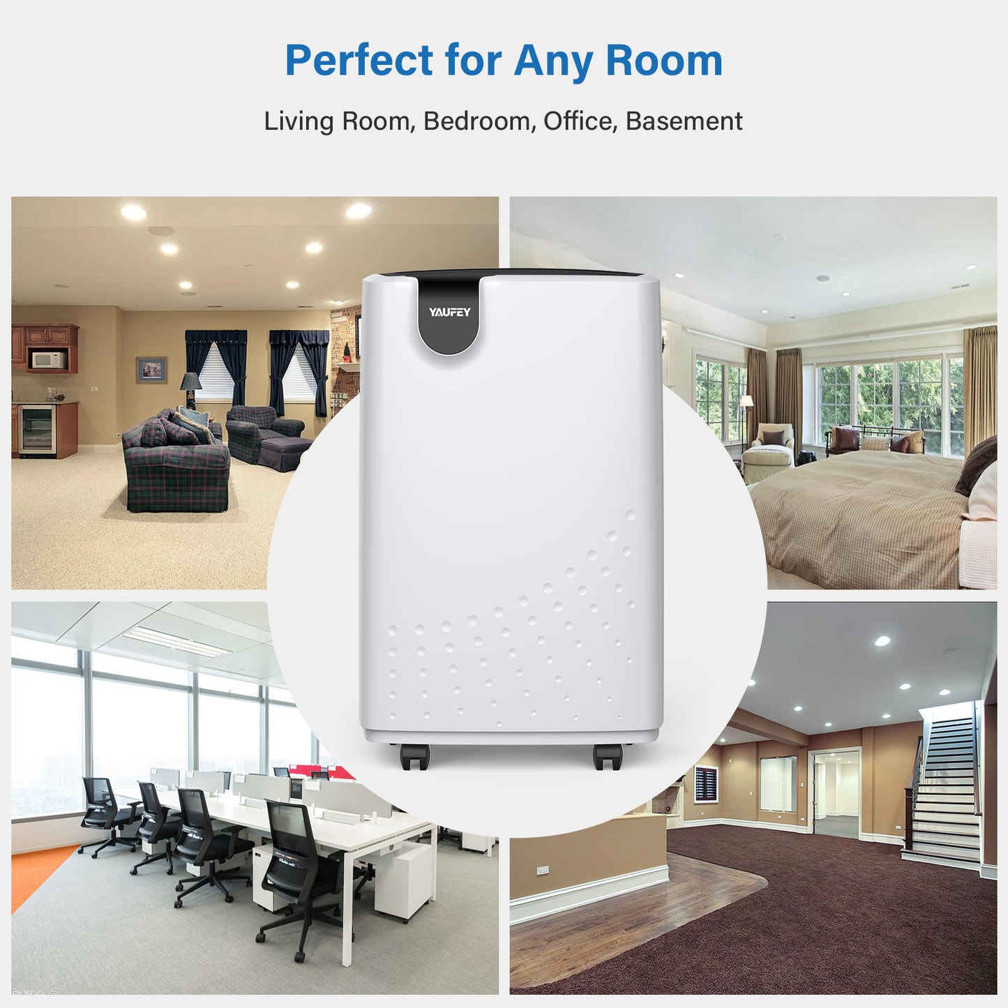 Yaufey 32.7 Pints Home Dehumidifier with Drain Hose, up to 2,500 Sq. Ft. Space Covered (Model: PD161D)