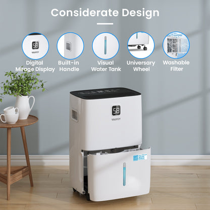 Yaufey 120-Pint Energy Star Dehumidifier for Home, Basement and Large Rooms up to 6000 Sq. Ft, Powerful and Quiet, with Timer, Intelligent Humidity Control, Drain Hose and Large Water Tank(Model: JD025Q-120)