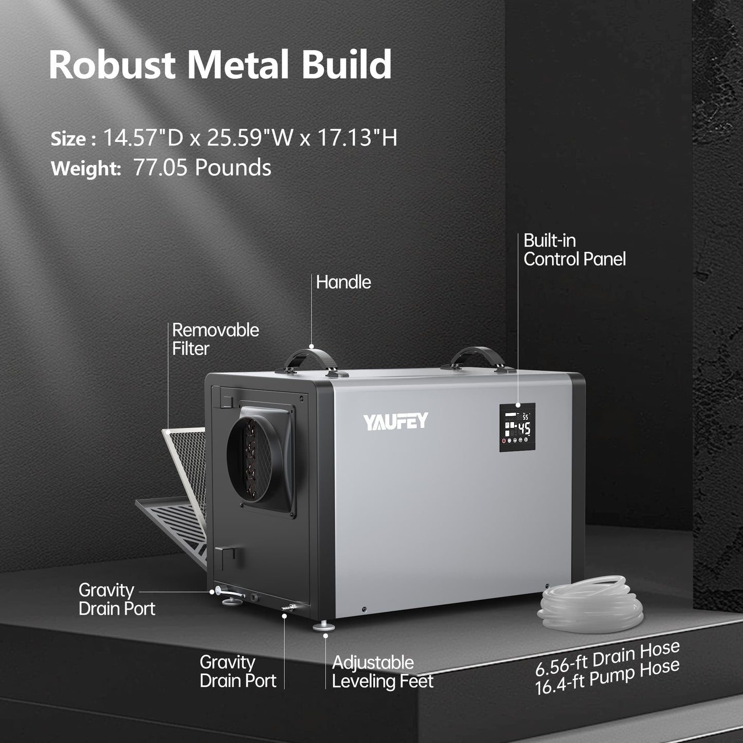 Yaufey 216 Pints Crawlspace Dehumidifier with Pump (Model: AYD3.5DPM)
