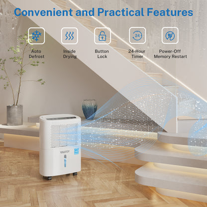 Yaufey 31.6 Pints Portable Dehumidifier, ENERGY STAR Most Efficient Dehumidifier, for 2,000 Sq. Ft. Home & Basement (Model: YDY-32A)