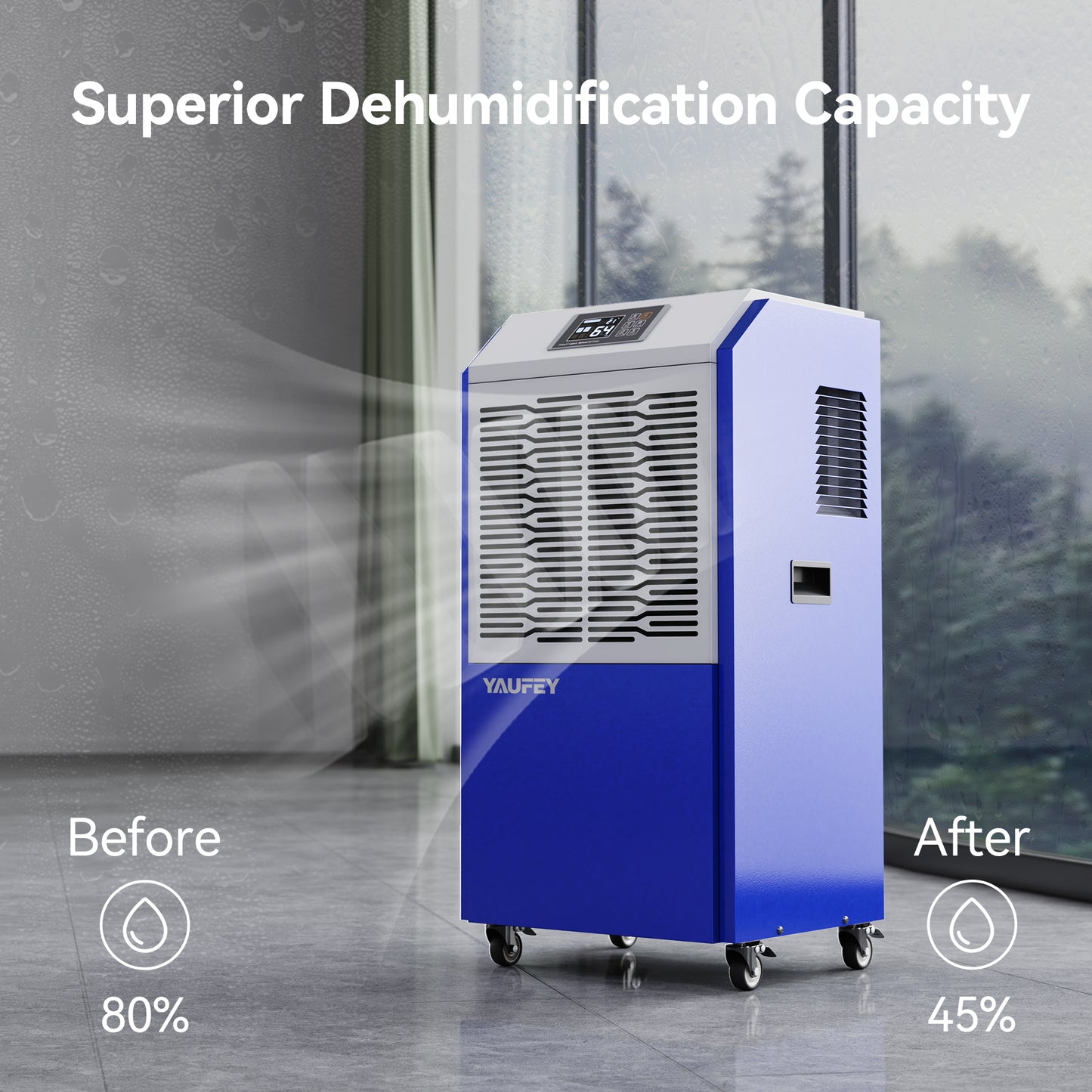 Yaufey 216 Pints Commercial Dehumidifier for Space up to 8,500 Sq. Ft (Model: DP900C)