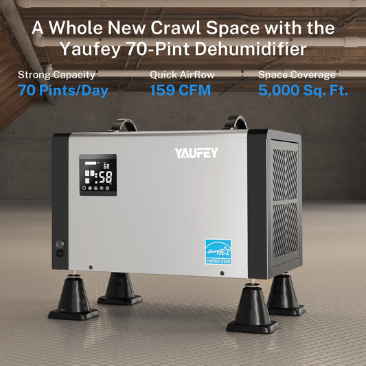 Yaufey 70 Pints Crawlspace Dehumidifier with Pump and ENERGY STAR Efficiency