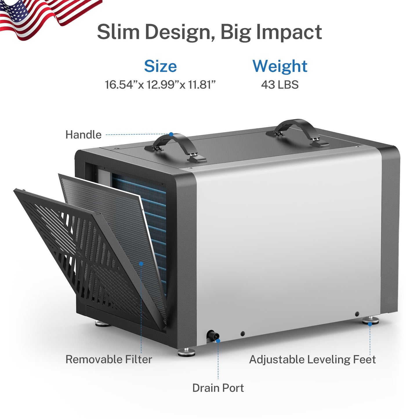 Yaufey 70 Pints Crawlspace Dehumidifier with Pump and ENERGY STAR Efficiency