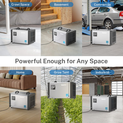 Yaufey 70 Pints Crawlspace Dehumidifier with Pump and ENERGY STAR Efficiency