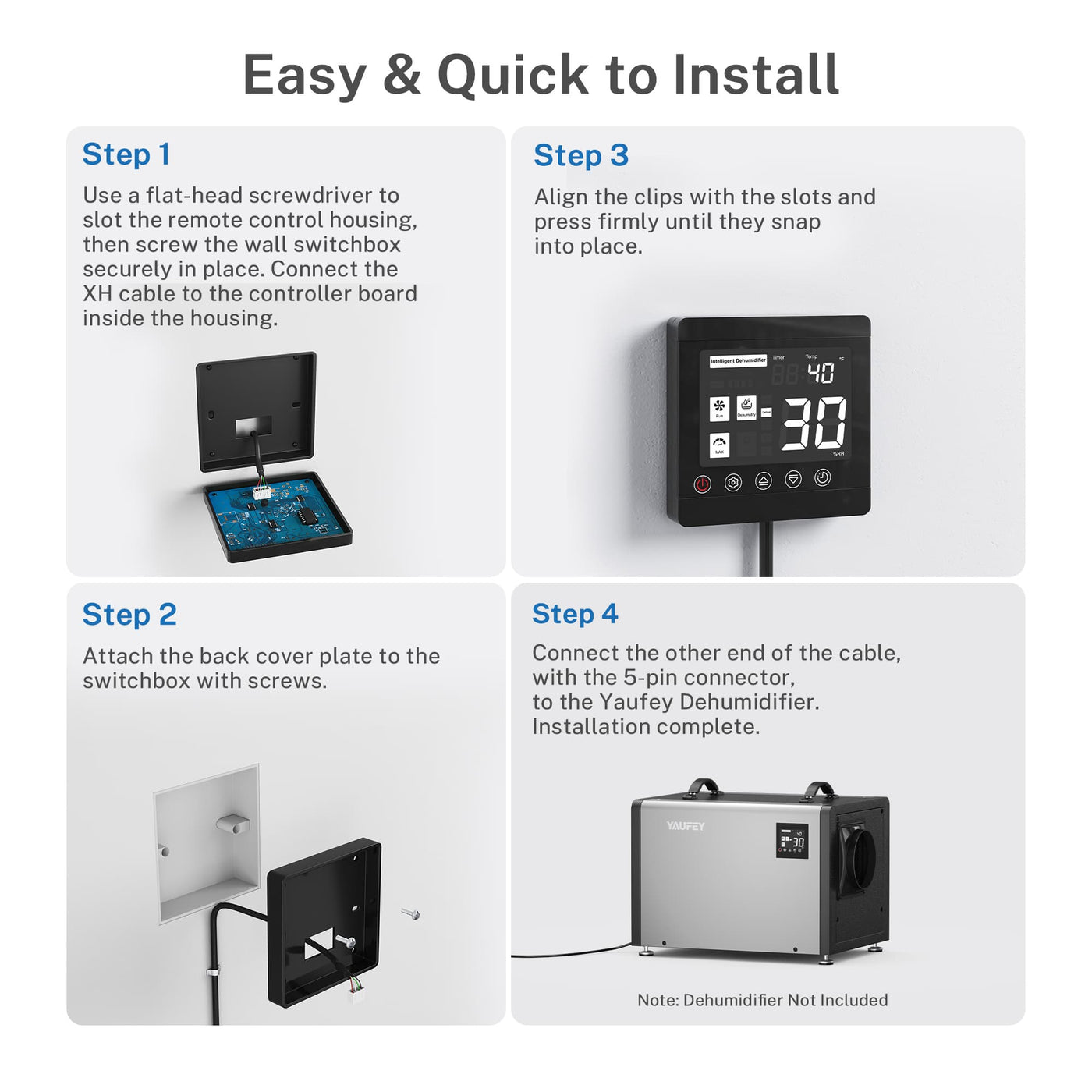 Wired Remote Controller for Yaufey Crawlspace Dehumidifiers
