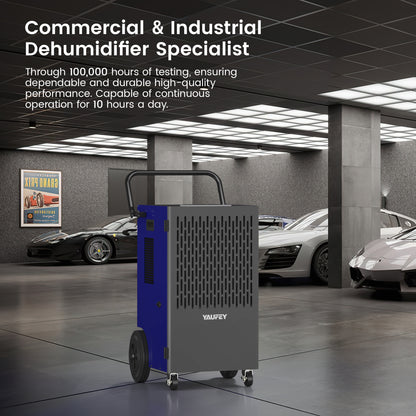 Yaufey 155 Pints Commercial Dehumidifier with Pump, for Basement up to 8000 Sq. Ft, Large Capacity Industrial Dehumidifier (Model: DP605C)