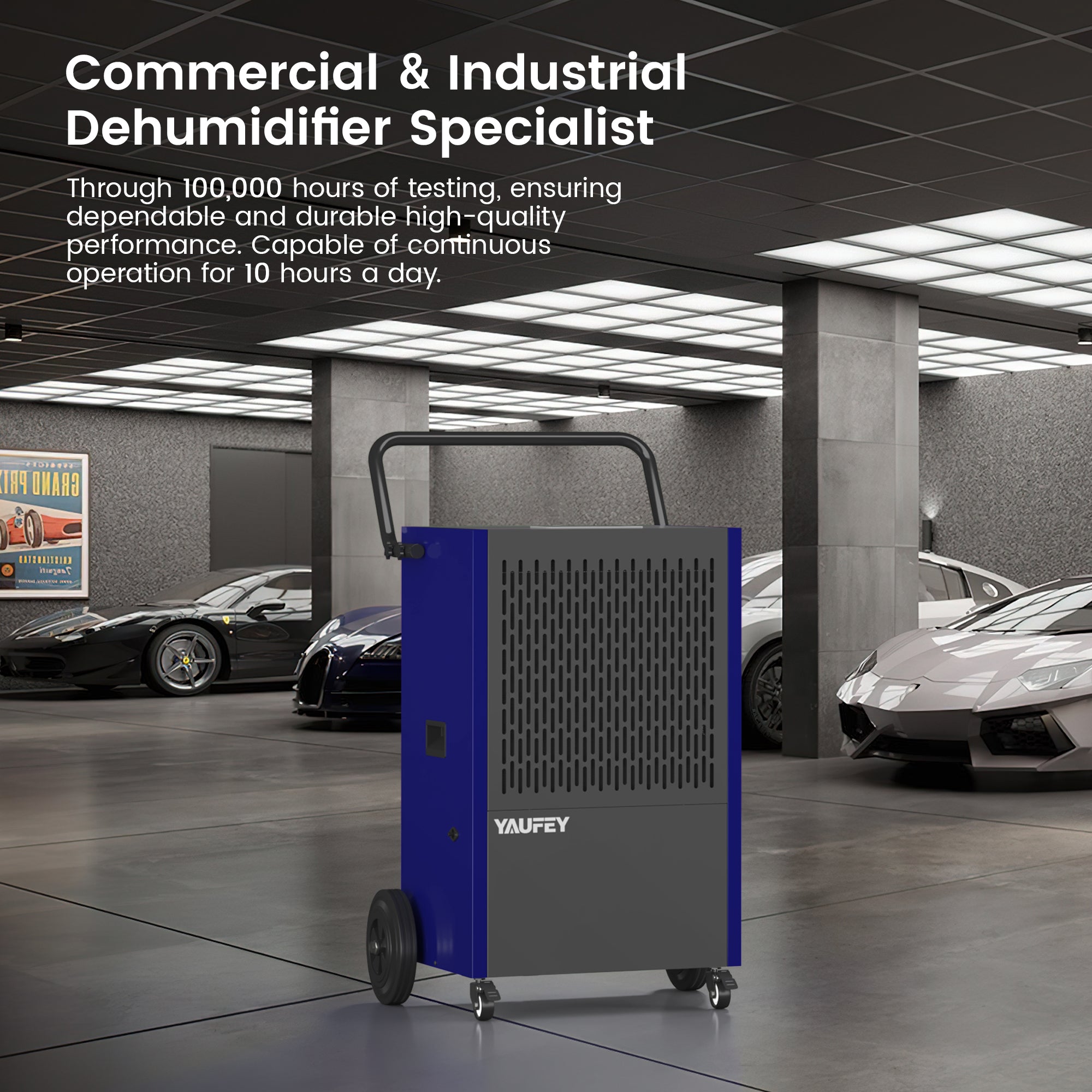 Yaufey Commercial Dehumidifier with Pump and Drain Hose, 216 Pints Dehumidifier for Basement, Intelligent Humidity Control, Large Capacity Industrial Dehumidifier for Large Room up to 8500 Sq. Ft (Model: DP905C)