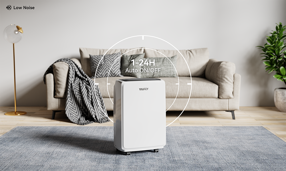 The portable 32.7 pints home dehumidifier is equipped with a built-in 24-hour timer. It is easy to set up, keeping your home dry and comfortable all day long.