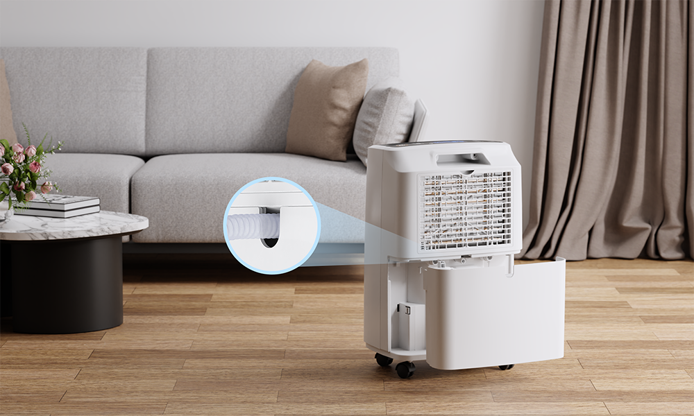 The portable dehumidifier for home is equipped with overflow protection and drainage hose to make daily dehumidification more flexible.
